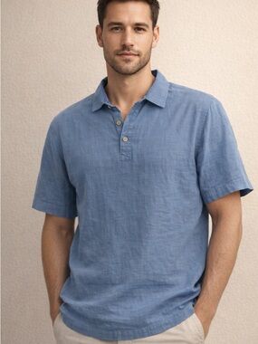 Patagonia Men's Short-Sleeve 100% Cotton Polo Shirt - Blue